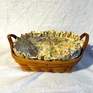 Longaberger basket with fabric liner and two plastic liners